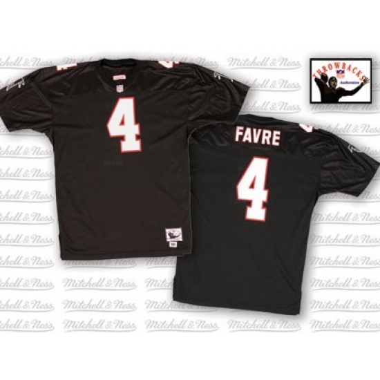 Men's Mitchell and Ness Atlanta Falcons #4 Brett Favre Authentic Black Throwback NFL Jersey - Ujersey