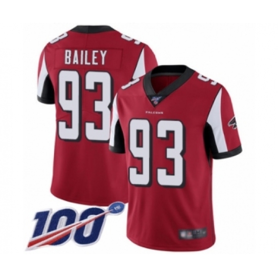 Men's Atlanta Falcons #93 Allen Bailey Red Team Color Vapor Untouchable Limited Player 100th Season Football Jersey