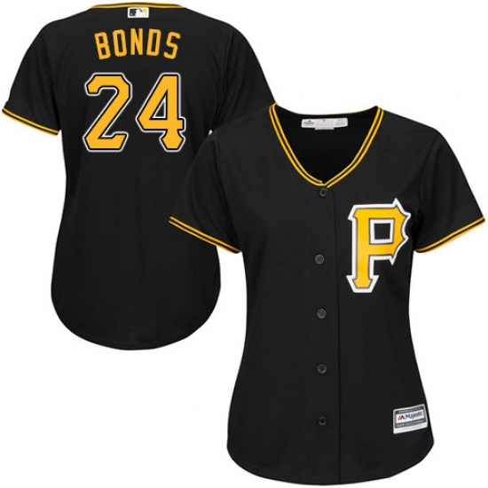 Women's Majestic Pittsburgh Pirates #24 Barry Bonds Replica Black Alternate Cool Base MLB Jersey - Ujersey