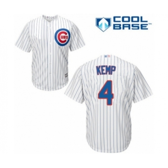 Youth Chicago Cubs #4 Tony Kemp Authentic White Home Cool Base Baseball Player Jersey