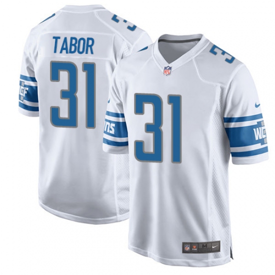 Men's Nike Detroit Lions #31 Teez Tabor Game White NFL Jersey - Ujersey