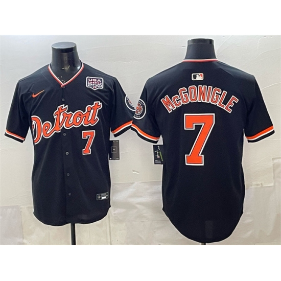 Men's Detroit Tigers #7 Kevin McGonigle Black 2026 Alternate USA 250 Vapor Premier Limited Stitched Baseball Jersey - Ujersey