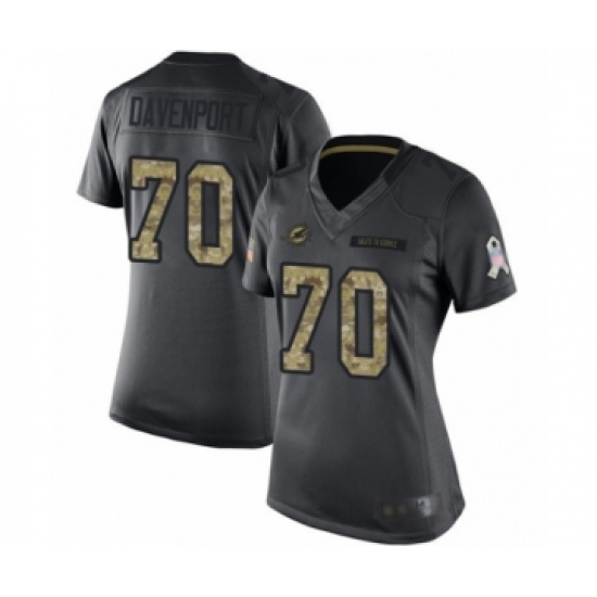 Women's Miami Dolphins #70 Julie'n Davenport Limited Black 2016 Salute to Service Football Jersey - Ujersey