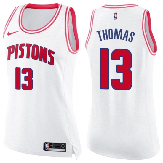 Women's Nike Detroit Pistons #13 Khyri Thomas Swingman White Pink Fashion NBA Jersey - Ujersey