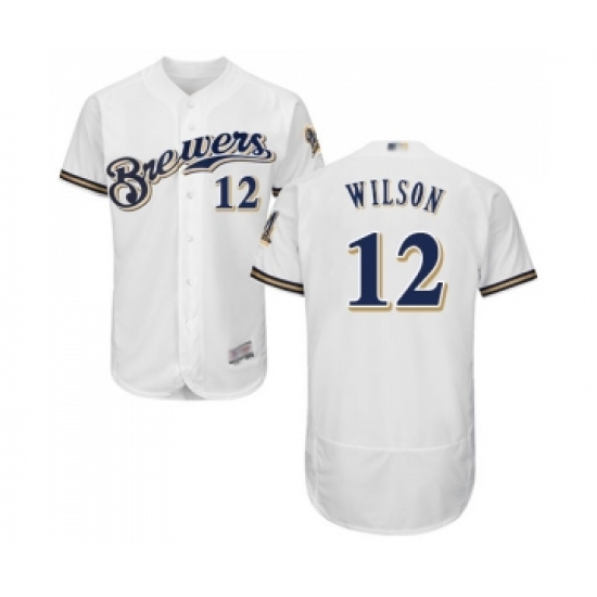Men's Milwaukee Brewers #12 Alex Wilson White Alternate Flex Base Authentic Collection Baseball Jersey - Ujersey