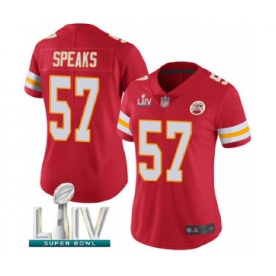 Women's Kansas City Chiefs #57 Breeland Speaks Red Team Color Vapor Untouchable Limited Player Super Bowl LIV Bound Football Jersey - Ujersey