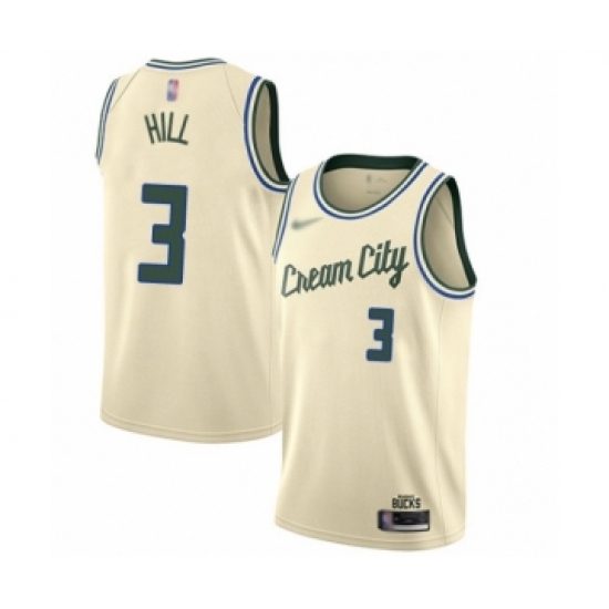 Youth Milwaukee Bucks #3 George Hill Swingman Cream Basketball Jersey - 2019 20 City Edition - Ujersey
