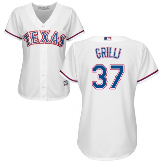 Women's Majestic Texas Rangers #37 Jason Grilli Replica White Home Cool Base MLB Jersey - Ujersey
