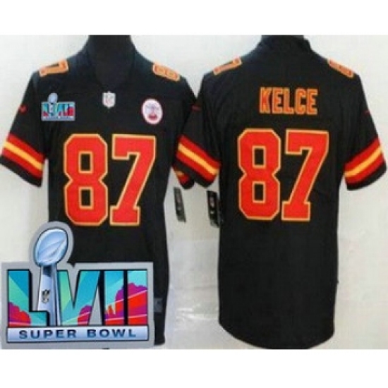 Youth Kansas City Chiefs #87 Travis Kelce Limited Black Super Bowl LVII Vapor Jersey - Ujersey