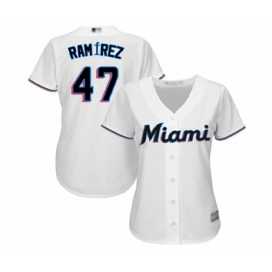 Women's Miami Marlins #47 Harold Ramirez Authentic White Home Cool Base Baseball Player Jersey - Ujersey