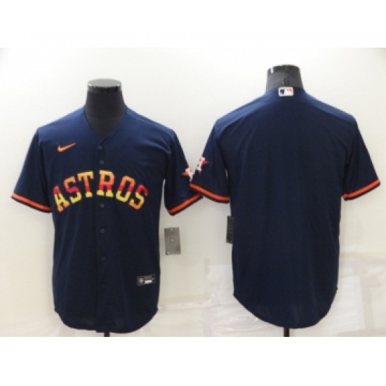 Men's Houston Astros Blank Navy Blue Rainbow Stitched MLB Cool Base Nike Jersey - Ujersey