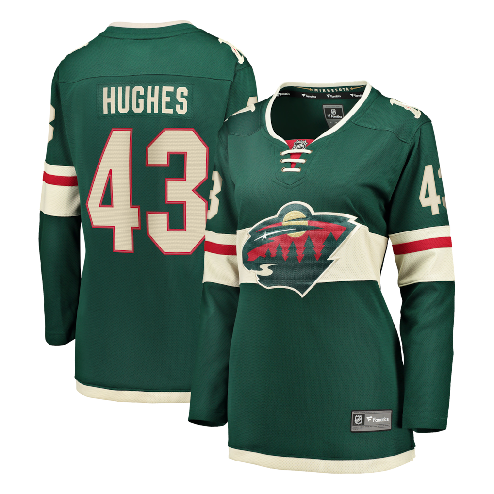 Women's Minnesota Wild Quinn Hughes Fanatics Green Home Breakaway Jersey - ujerseystore