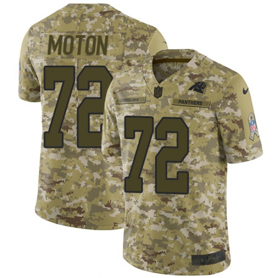 Men's Nike Carolina Panthers #72 Taylor Moton Limited Camo 2018 Salute to Service NFL Jersey - Ujersey