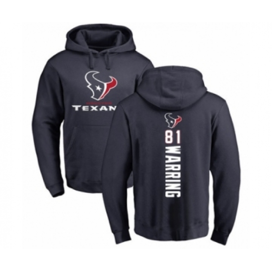 Football Houston Texans #81 Kahale Warring Navy Blue Backer Pullover Hoodie - Ujersey NHL