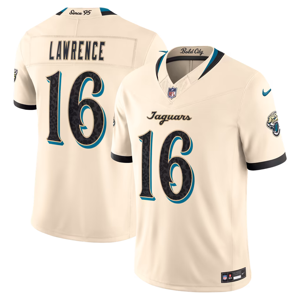 Men's Jacksonville Jaguars Trevor Lawrence Nike Natural 2026 Rivalries Collection Stitched Limited Jersey