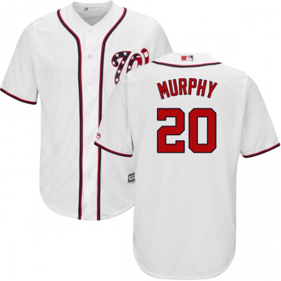 Men's Majestic Washington Nationals #20 Daniel Murphy Replica White Home Cool Base MLB Jersey - Ujersey