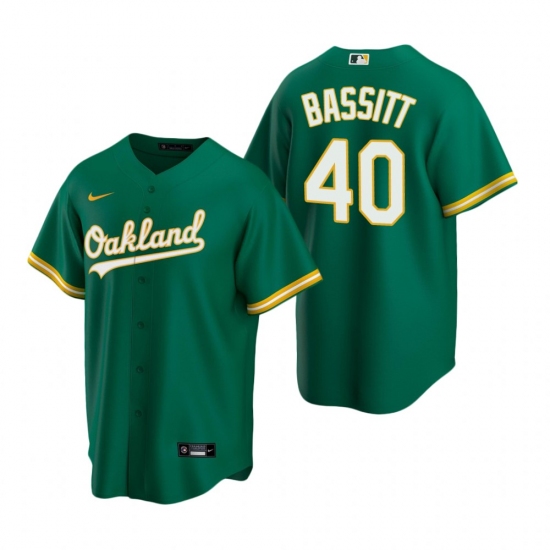 Men's Nike Oakland Athletics #40 Chris Bassitt Green Alternate Stitched Baseball Jersey - Ujersey