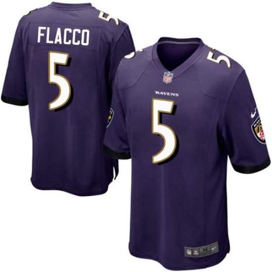 Men's Nike Baltimore Ravens #5 Joe Flacco Game Purple Team Color NFL Jersey - Ujersey
