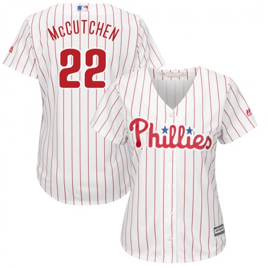 Women's Philadelphia Phillies #22 Andrew McCutchen Majestic White Scarlet Cool Base Player Jersey - Ujersey