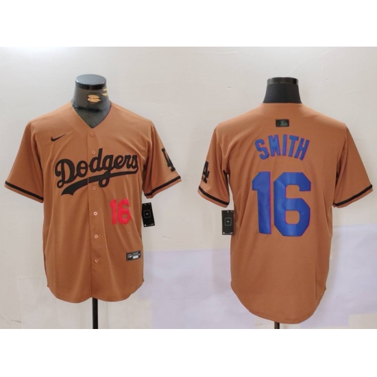 Men's Los Angeles Dodgers #16 Will Smith NUmber Olive Cool Base Limited Stitched Jersey - Ujersey