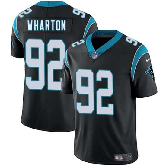 Men's Carolina Panthers #92 Tershawn Wharton Black 2025 Vapor Limited Football Stitched Jersey - Ujersey