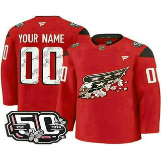Men's Washington Capitals Customized Red 50th Anniversary Authentic Jersey - Ujersey