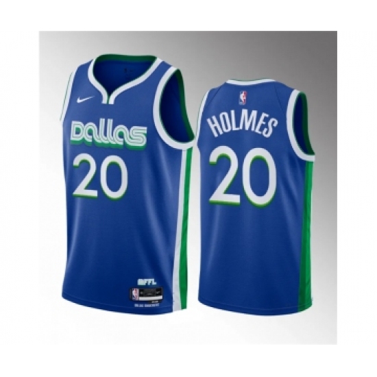 Men's Dallas Mavericks #20 Richaun Holmes Blue 2023 Draft City Edition Stitched Basketball Jersey - Ujersey