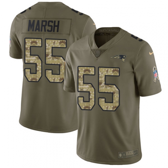 Youth Nike New England Patriots #55 Cassius Marsh Limited Olive/Camo 2017 Salute to Service NFL Jersey - Ujersey