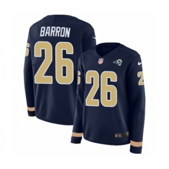 Women's Nike Los Angeles Rams #26 Mark Barron Limited Navy Blue Therma Long Sleeve NFL Jersey - Ujersey