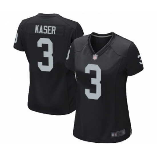 Women's Oakland Raiders #3 Drew Kaser Game Black Team Color Football Jersey