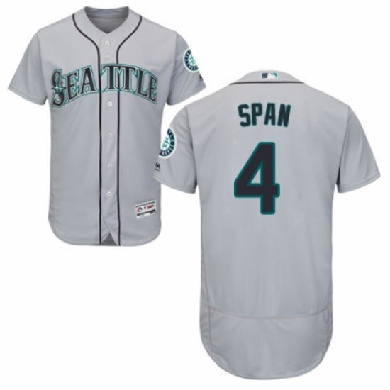Men's Majestic Seattle Mariners #4 Denard Span Grey Road Flex Base Authentic Collection MLB Jersey - Ujersey