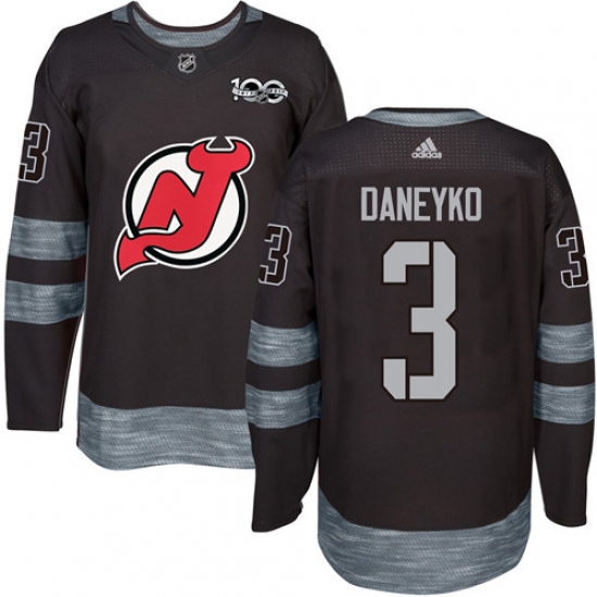 Men's Adidas New Jersey Devils #3 Ken Daneyko Authentic Black 1917-2017 100th Anniversary NHL Jersey - Ujersey