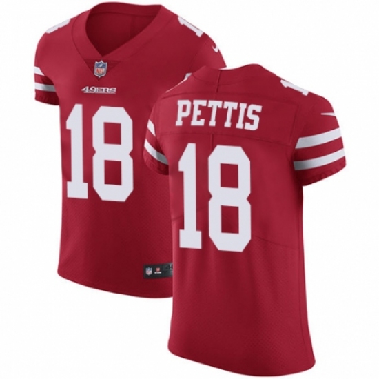 Men's Nike San Francisco 49ers #18 Dante Pettis Red Team Color Vapor Untouchable Elite Player NFL Jersey - Ujersey