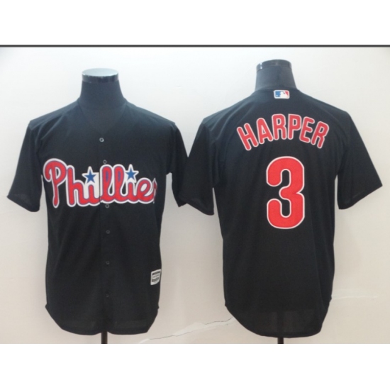 Men's Nike Philadelphia Phillies #3 Bryce Harper Black Alternate Stitched Baseball Jersey - Ujersey