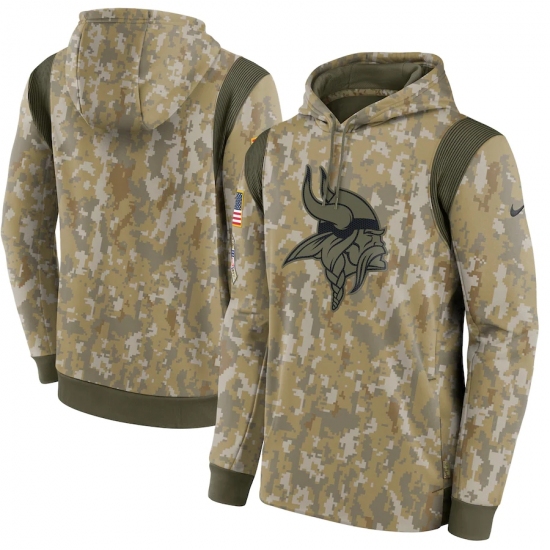 Men's Minnesota Vikings Nike Camo 2021 Salute To Service Therma Performance Pullover Hoodie - Ujersey