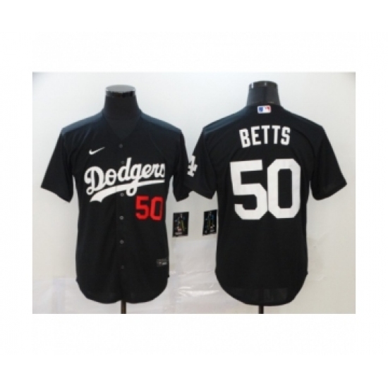 Men's Los Angeles Dodgers #50 Mookie Betts Black 2020 Cool Base Jersey - Ujersey