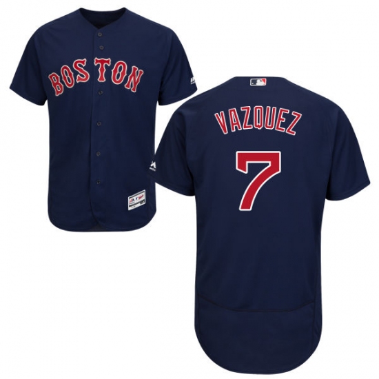 Men's Majestic Boston Red Sox #7 Christian Vazquez Navy Blue Alternate Flex Base Authentic Collection MLB Jersey - Ujersey