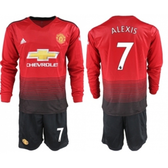 Manchester United #7 Alexis Home Long Sleeves Soccer Club Jersey