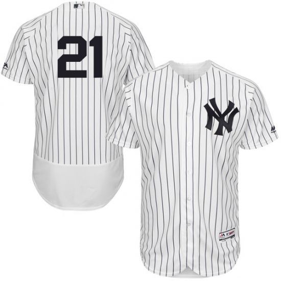 Men's Majestic New York Yankees #21 Paul O'Neill White Home Flex Base Authentic Collection MLB Jersey - Ujersey