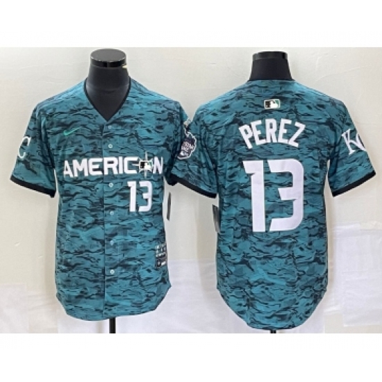 Men's Nike Kansas City Royals #13 Salvador Perez Teal 2023 All Star Cool Base Stitched Baseball Jersey - Ujersey