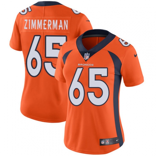 Women's Nike Denver Broncos #65 Gary Zimmerman Orange Team Color Vapor Untouchable Limited Player NFL Jersey - Ujersey