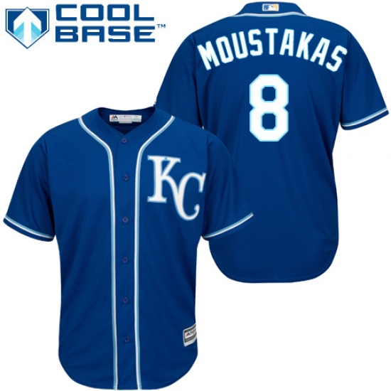 Women's Majestic Kansas City Royals #8 Mike Moustakas Authentic Blue Alternate 2 Cool Base MLB Jersey - Ujersey