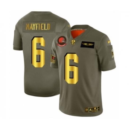 Men's Cleveland Browns #6 Baker Mayfield Limited Olive Gold 2019 Salute to Service Football Jersey - Ujersey
