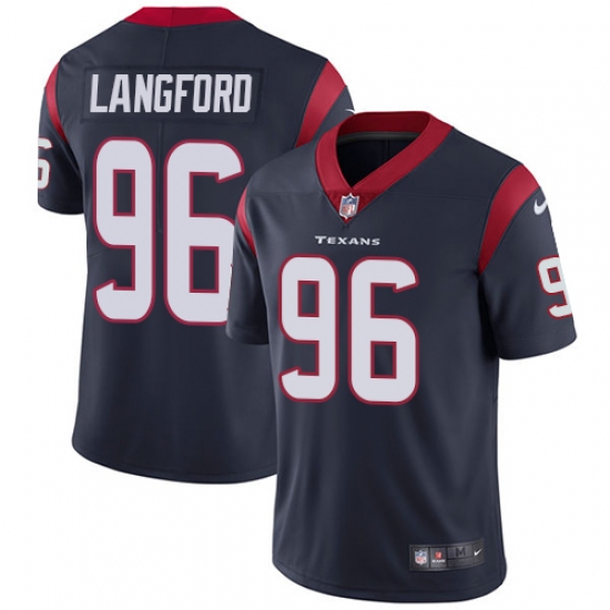 Youth Nike Houston Texans #96 Kendall Langford Navy Blue Team Color Vapor Untouchable Limited Player NFL Jersey - Ujersey