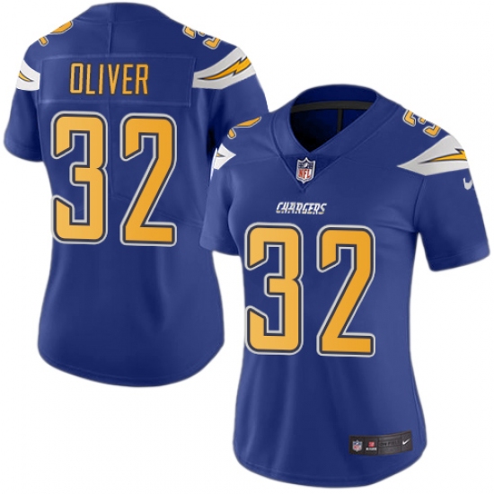 Women's Nike Los Angeles Chargers #32 Branden Oliver Limited Electric Blue Rush Vapor Untouchable NFL Jersey - Ujersey