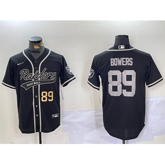 Men's Las Vegas Raiders #89 Brock Bowers Black Cool Base Stitched Baseball Jerseys - Ujersey