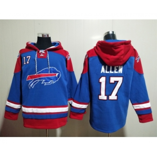 Men's Buffalo Bills #17 Josh Allen Blue Ageless Must Have Lace Up Pullover Hoodie - Ujersey