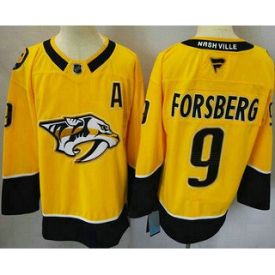 Men's Nashville Predators #9 Filip Forsberg Yellow Authentic Jersey - Ujersey