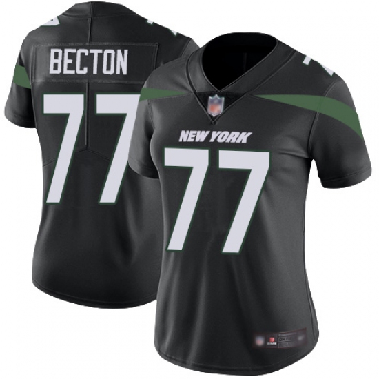 Women's New York Jets #77 Mekhi Becton Black Alternate Stitched Vapor Untouchable Limited Jersey - Ujersey