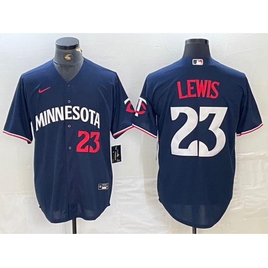 Men's Minnesota Twins #23 Royce Lewis Number 2023 Navy Blue Cool Base Stitched Jersey - Ujersey
